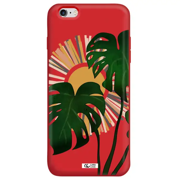 Monstera Leaf Apple iPhone 6 plus Silicone Imperial Red Case