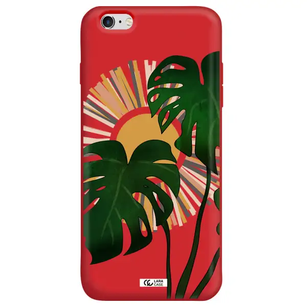 Monstera Leaf Apple iPhone 6 s plus Silicone Imperial Red Case