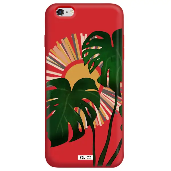 Monstera Leaf Apple iPhone 6S Silicone Imperial Red Case