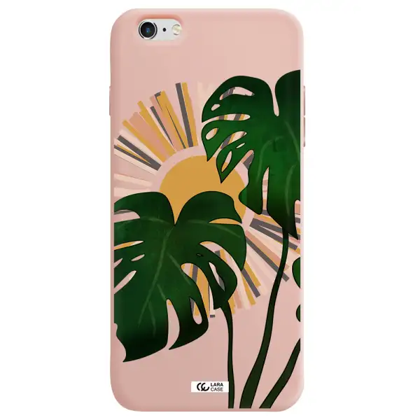 Monstera Leaf Apple iPhone 6S Silicone pastel pink Case