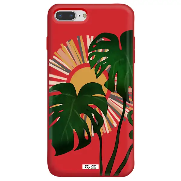 Monstera Leaf Apple iPhone 7 plus Silicone Imperial Red Case