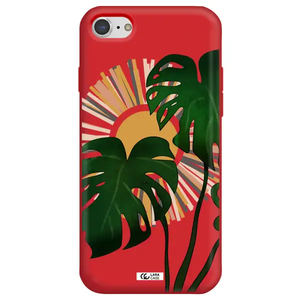 Monstera Leaf Apple iPhone 7 Silicone Imperial Red Case