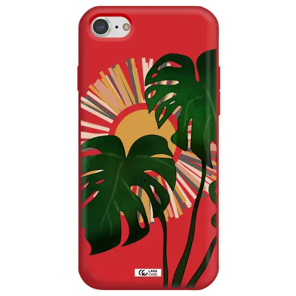 Monstera Leaf Apple iPhone 8 Silicone Imperial Red Case