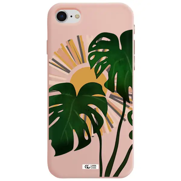Monstera Leaf Apple iPhone se 2020 Silicone pastel pink Case