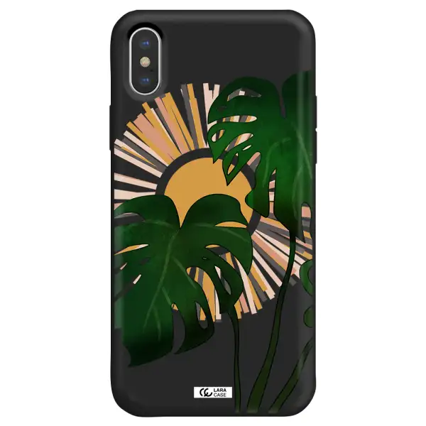 Monstera Leaf Apple iPhone X Silicone black Case