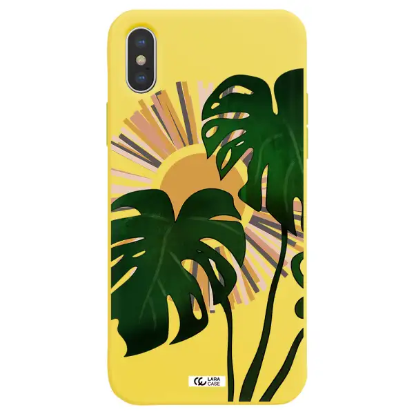 Monstera Leaf Apple iPhone X Silicone canary yellow Case