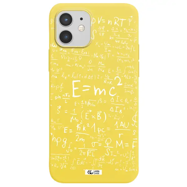 Physics Blackboard Apple iPhone 12 Silicone canary yellow Case