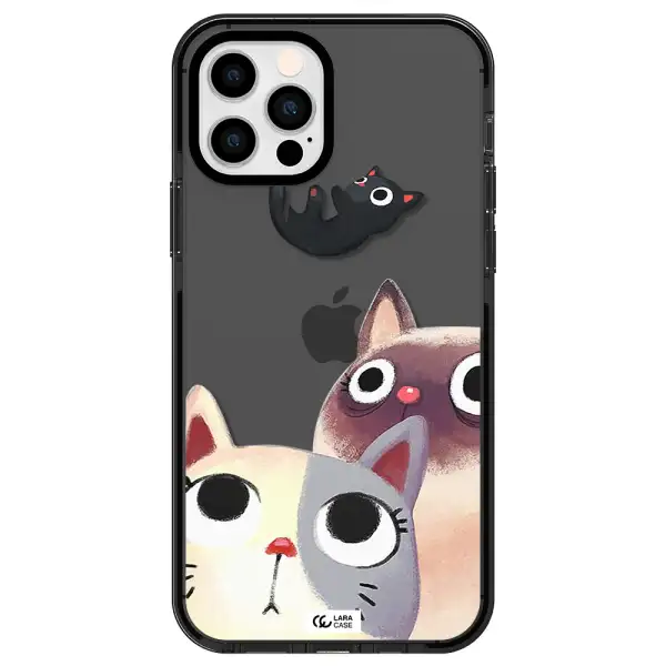 Abstract Grey Flowers Apple iPhone 12 pro impact Smoke Black Case