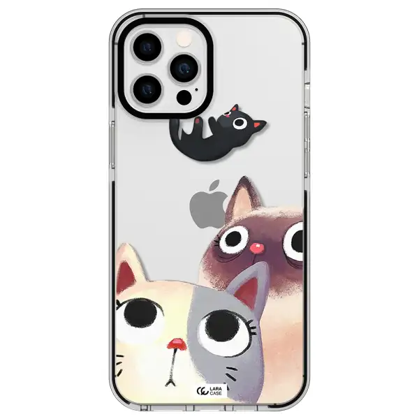 Abstract Grey Flowers Apple iPhone 12 pro max impact black border Case