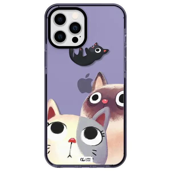 Abstract Grey Flowers Apple iPhone 12 pro max impact Lilac Case