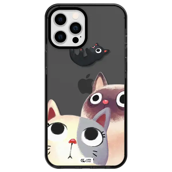 Abstract Grey Flowers Apple iPhone 12 pro max impact Smoke Black Case