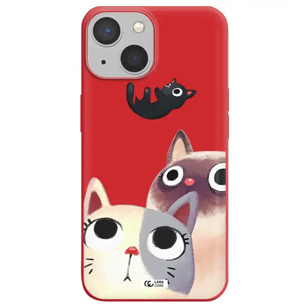 Abstract Grey Flowers Apple iPhone 13 Silicone Imperial Red Case