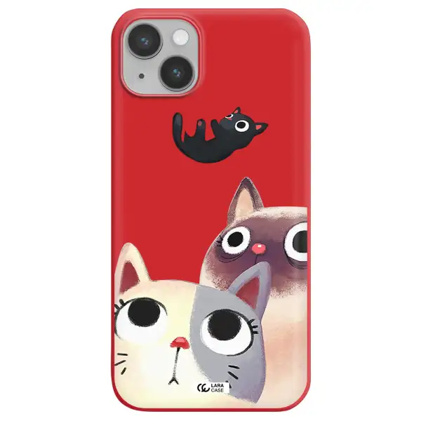 Abstract Grey Flowers Apple iPhone 14 Silicone Imperial Red Case