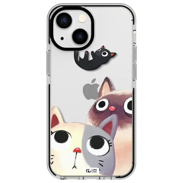 Abstract Grey Flowers Apple iPhone 15 impact black border Case