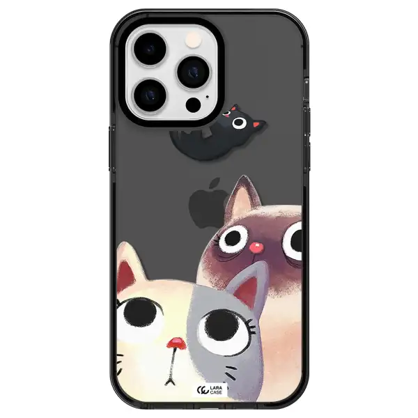 Abstract Grey Flowers Apple iPhone 15 Pro Max impact Smoke Black Case