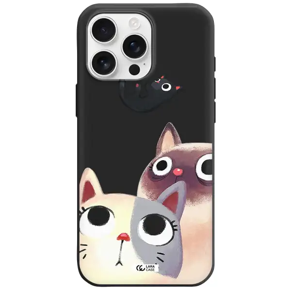 Abstract Grey Flowers Apple Iphone 16 Pro Max Silicone Black Case