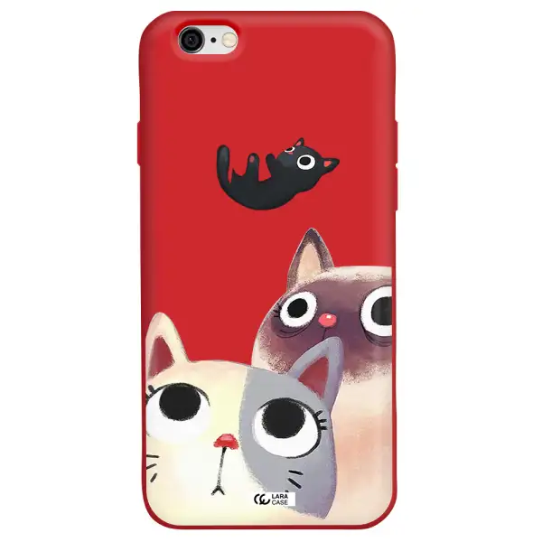 Abstract Grey Flowers Apple iPhone 6 Silicone Imperial Red Case