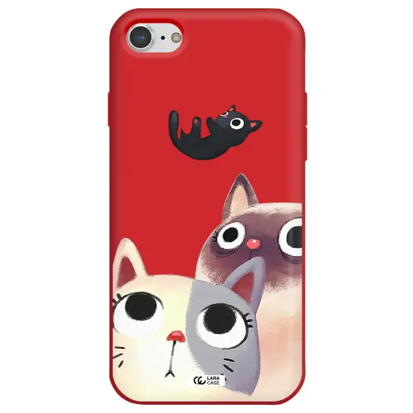 Abstract Grey Flowers Apple iPhone 8 Silicone Imperial Red Case