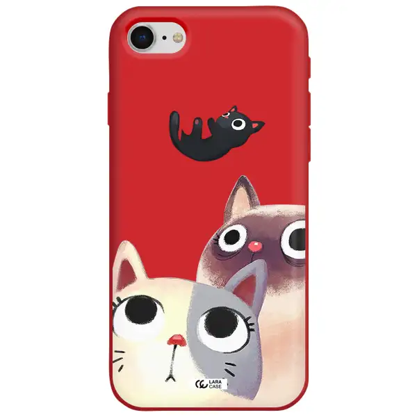 Abstract Grey Flowers Apple iPhone se 2020 Silicone Imperial Red Case