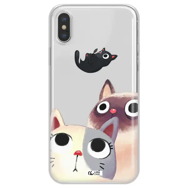 Abstract Grey Flowers Apple iPhone X Clear TPU Case