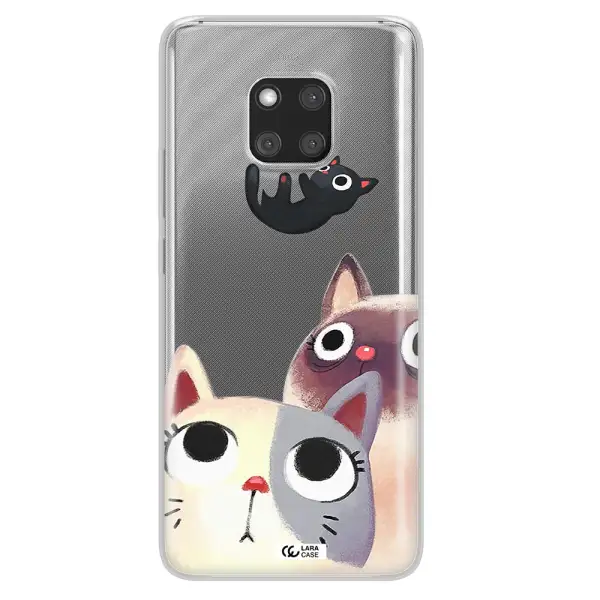 Abstract Grey Flowers Huawei Mate 20 Pro Clear TPU Case