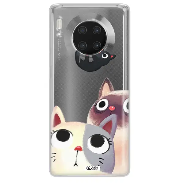 Abstract Grey Flowers Huawei Mate 30 Pro Clear TPU Case