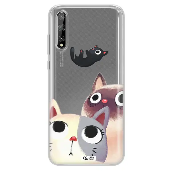 Abstract Grey Flowers Huawei P Smart S Clear TPU Case