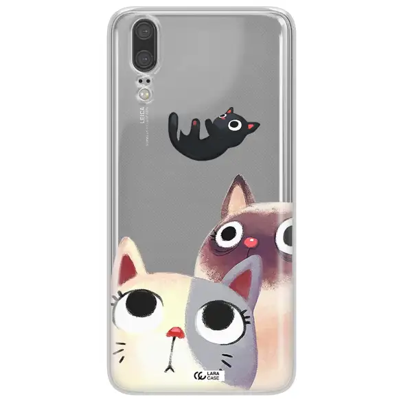 Abstract Grey Flowers Huawei P20 Clear TPU Case