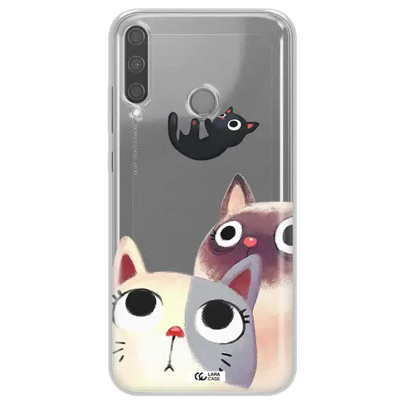 Abstract Grey Flowers Huawei P40 Lite E Clear TPU Case