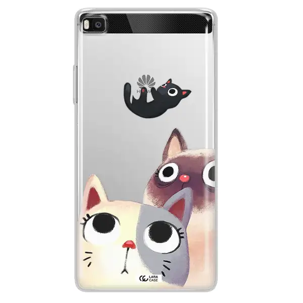 Abstract Grey Flowers Huawei P8 Clear TPU Case