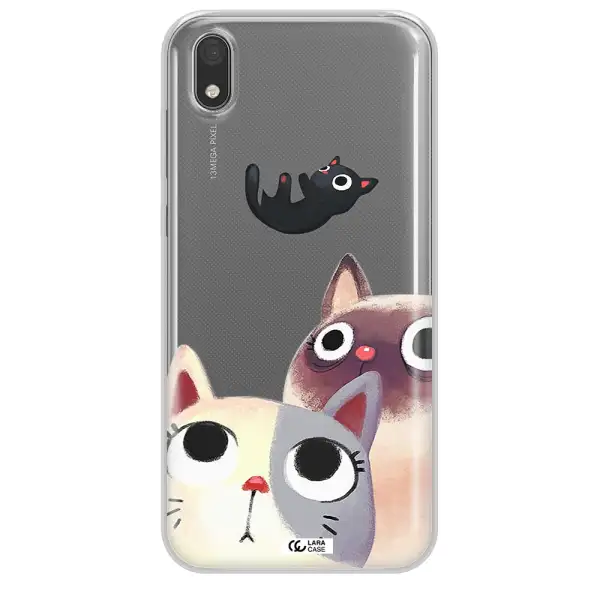 Abstract Grey Flowers Huawei Y5 2019 Clear TPU Case