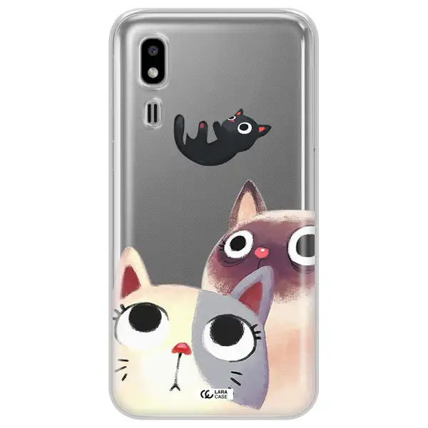 Abstract Grey Flowers Samsung A2 Core Clear TPU Case