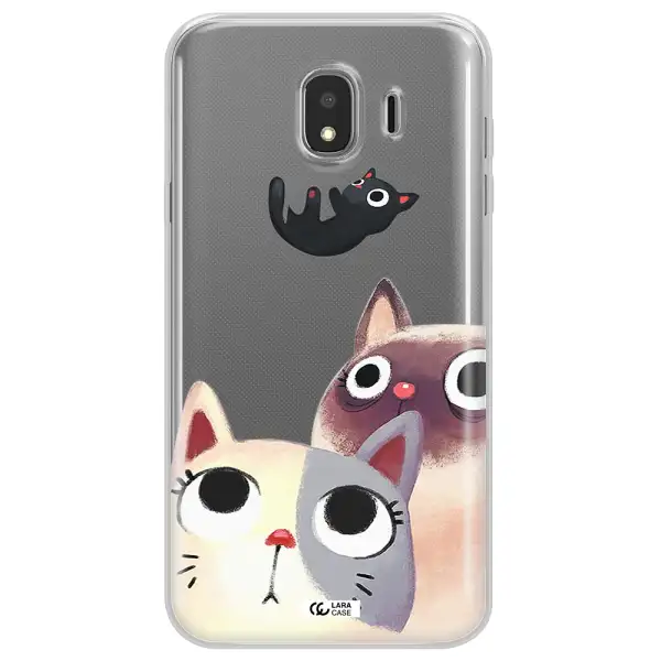 Abstract Grey Flowers Samsung J4 Clear TPU Case