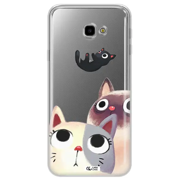 Abstract Grey Flowers Samsung J4 Plus Clear TPU Case