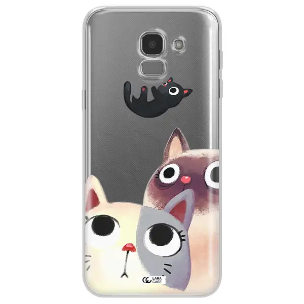 Abstract Grey Flowers Samsung J6 Clear TPU Case