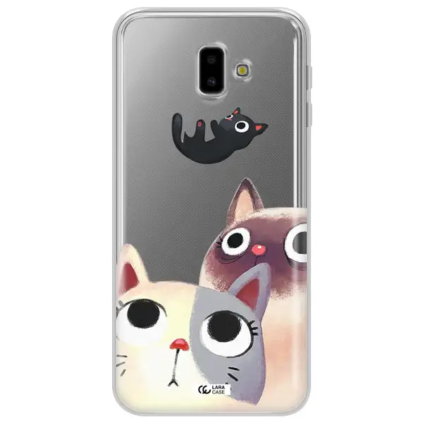 Abstract Grey Flowers Samsung J6 Plus Clear TPU Case