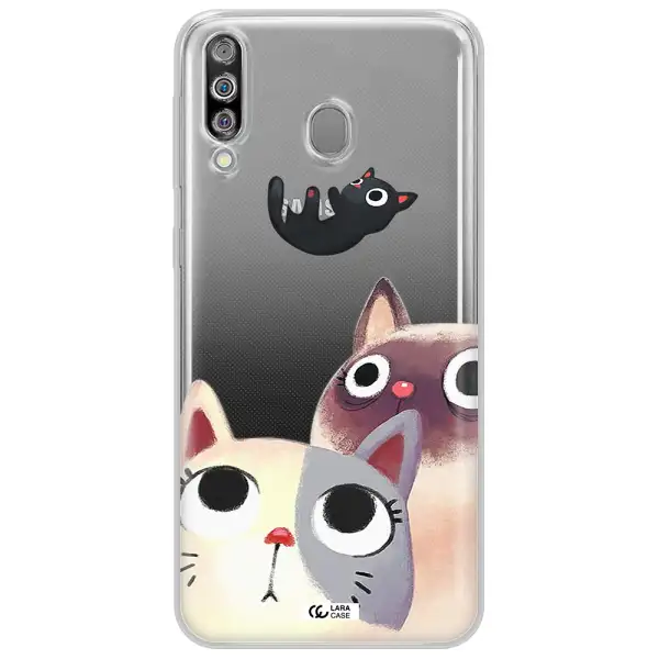 Abstract Grey Flowers Samsung M30 Clear TPU Case