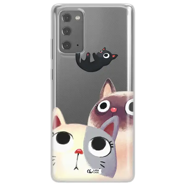 Abstract Grey Flowers Samsung Note 20 Clear TPU Case