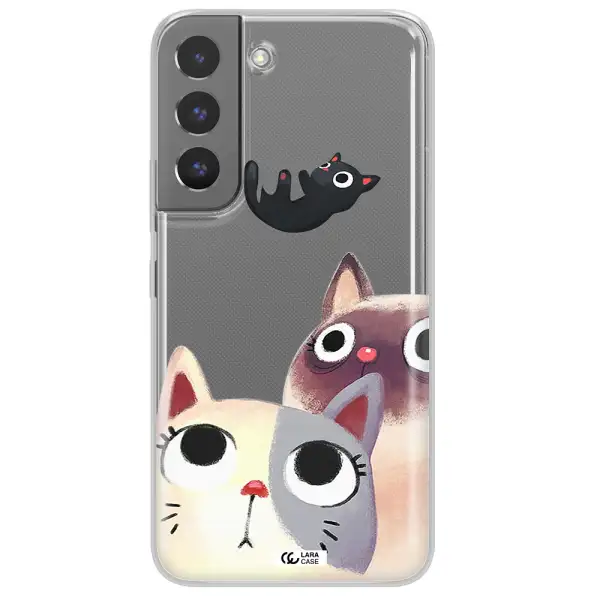 Abstract Grey Flowers Samsung S 22 Plus Clear TPU Case