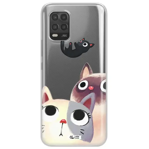 Abstract Grey Flowers Xiaomi Mi 10 Lite Clear TPU Case