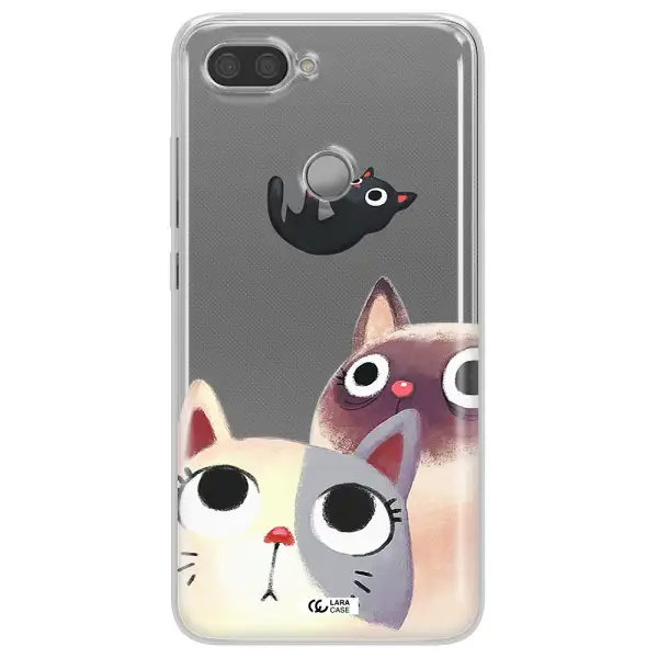 Abstract Grey Flowers Xiaomi Mi 8 Lite Clear TPU Case