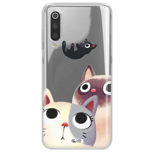 Abstract Grey Flowers Xiaomi Mi 9 Clear TPU Case