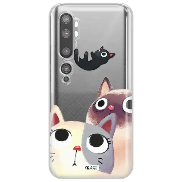 Abstract Grey Flowers Xiaomi Mi Note 10 Clear TPU Case