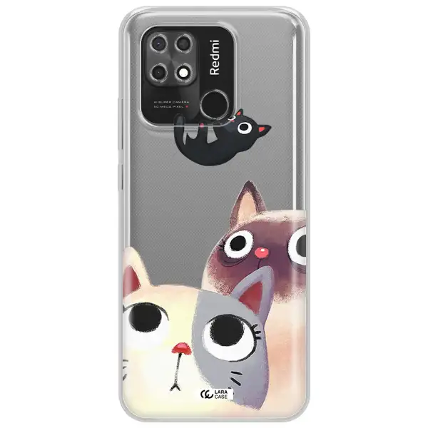 Abstract Grey Flowers Xiaomi Redmi 10C Clear TPU Case