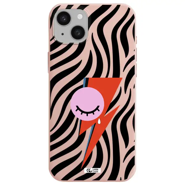 David Bowie Symbol Apple iphone 15 plus Silicone pastel pink Case