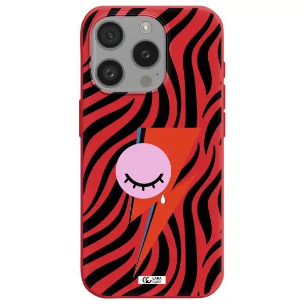 David Bowie Symbol Apple Iphone 15 Pro Silicone Imperial Red Case