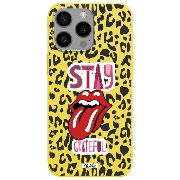 The Rolling Stones Apple Iphone 15 Pro max Silicone canary yellow Case