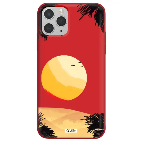 Sunset On The Beach Apple iPhone 11 pro max Silicone Imperial Red Case