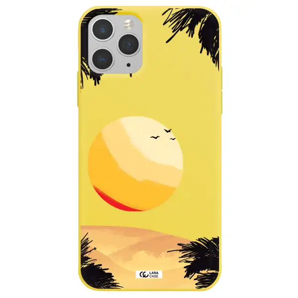 Sunset On The Beach Apple iPhone 11 pro Silicone canary yellow Case