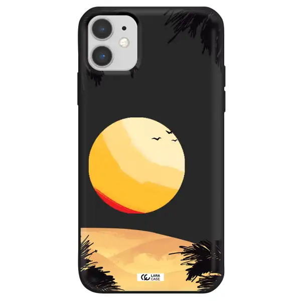 Sunset On The Beach Apple iPhone 11 Silicone black Case